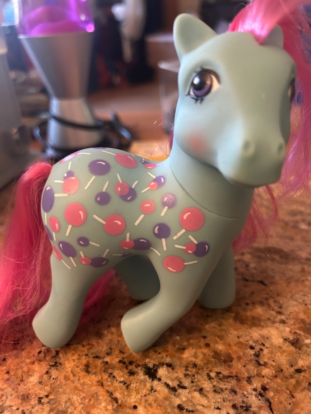 My Little Pony Mint Green Figure with Pink Mane and Purple Lollipop Details